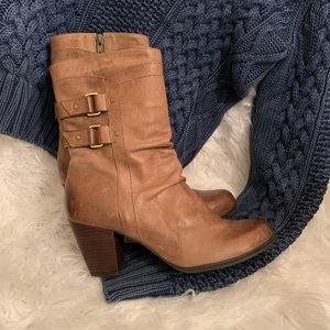 NURTURE “Jadyn” Tan Distressed Booties Size 10